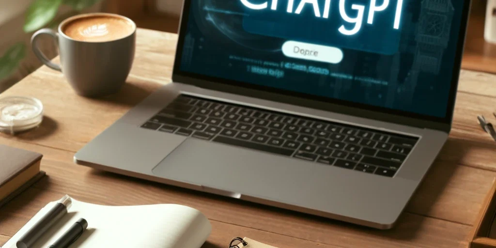 DALL·E 2024-05-21 13.43.44 – A professional workspace with a laptop displaying ChatGPT on the screen, a notebook with ‘Custom Instructions’ written on it correctly spelled, and a custom instructions for ChatGPT enhance your PhD journey